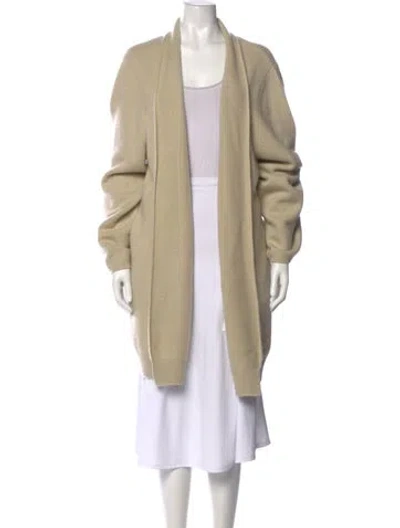 Pre-owned Frenckenberger Cashmere Open Front Sweater In Yellow