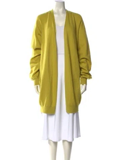 Pre-owned Frenckenberger Cashmere Open Front Sweater In Yellow