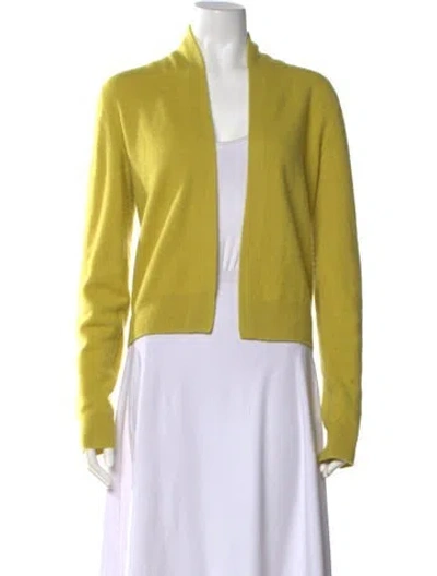 Pre-owned Frenckenberger Cashmere Open Front Sweater In Yellow