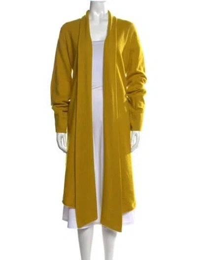 Pre-owned Frenckenberger Cashmere Open Front Sweater In Yellow