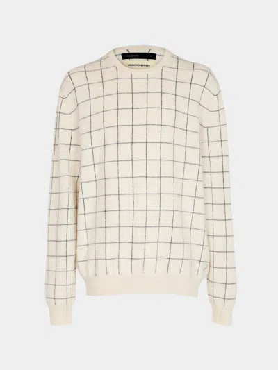 Frenckenberger Cashmere R-neck Boyfriend Check Jumper Size: S  Abask Luxury Gift In Neutral
