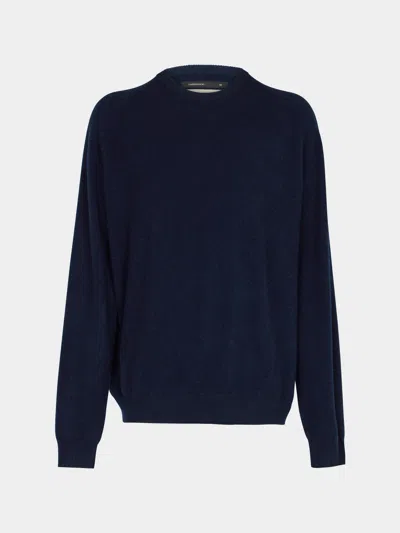 Frenckenberger Cashmere R-neck Boyfriend Jumper Size: L  Abask Luxury Gift In Blue