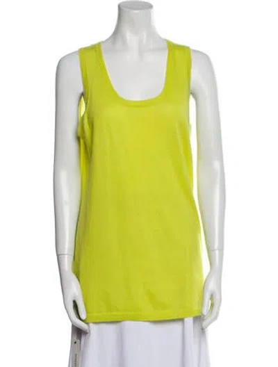 Pre-owned Frenckenberger Cashmere Scoop Neck Top In Yellow