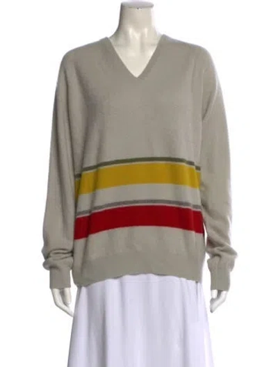 Pre-owned Frenckenberger Cashmere Striped Sweater In Gray