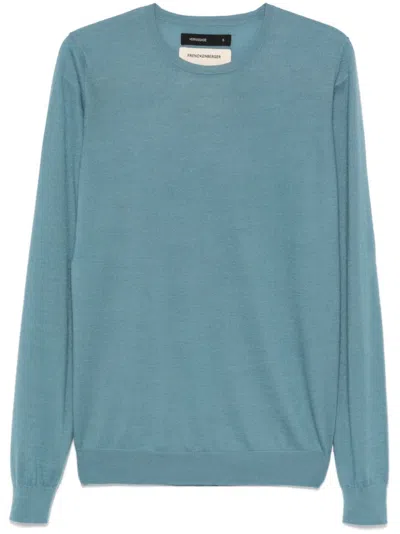 Frenckenberger Cashmere R-neck Boyfriend Sweater In Blue