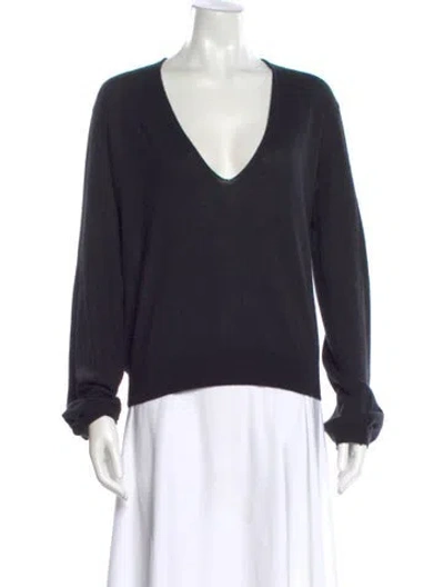 Pre-owned Frenckenberger Cashmere V-neck Sweater In Blue