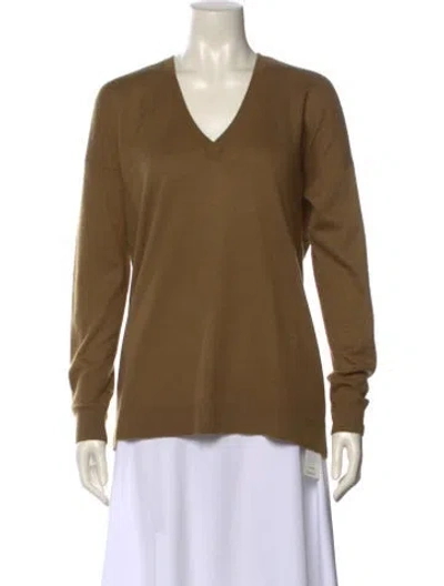 Pre-owned Frenckenberger Cashmere V-neck Sweater In Brown