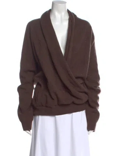 Pre-owned Frenckenberger Cashmere V-neck Sweater In Brown