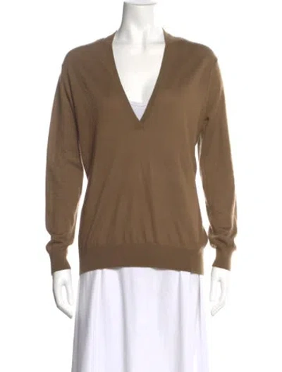 Pre-owned Frenckenberger Cashmere V-neck Sweater In Brown