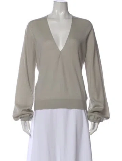 Pre-owned Frenckenberger Cashmere V-neck Sweater In Gray