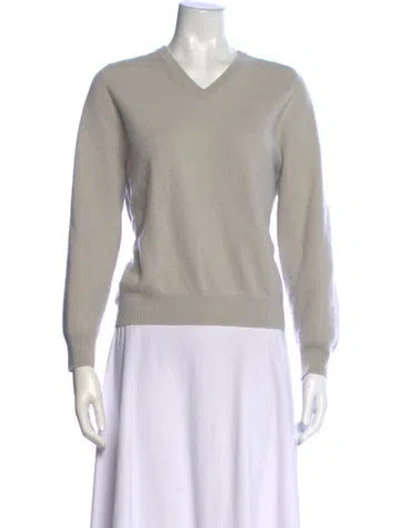 Pre-owned Frenckenberger Cashmere V-neck Sweater In Gray