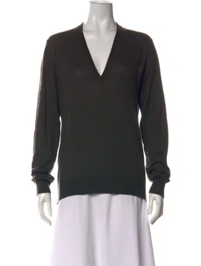 Pre-owned Frenckenberger Cashmere V-neck Sweater In Green