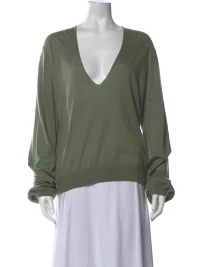 Pre-owned Frenckenberger Cashmere V-neck Sweater In Green