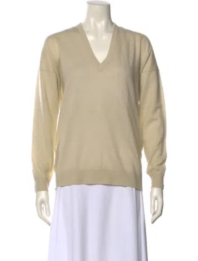 Pre-owned Frenckenberger Cashmere V-neck Sweater In Neutral