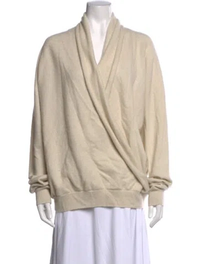Pre-owned Frenckenberger Cashmere V-neck Sweater In Neutrals