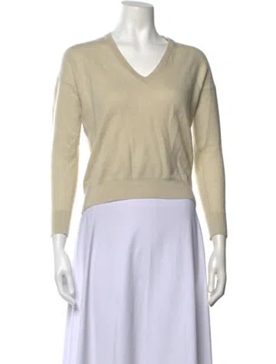 Pre-owned Frenckenberger Cashmere V-neck Sweater In Neutrals