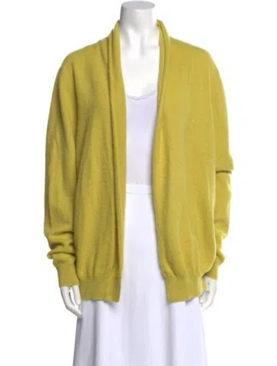 Pre-owned Frenckenberger Cashmere V-neck Sweater In Yellow