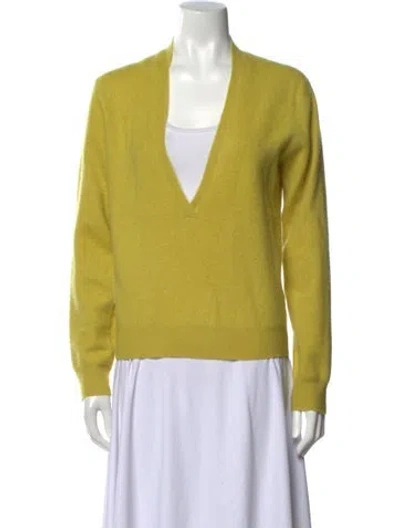 Pre-owned Frenckenberger Cashmere V-neck Sweater In Yellow