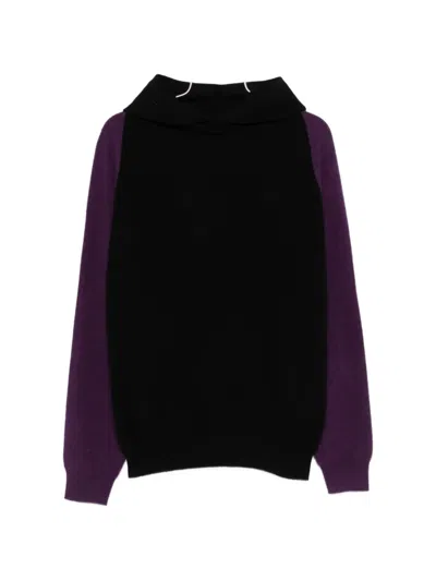 Frenckenberger Colour-block Hooded Sweater In Black