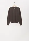 Frenckenberger Cotton Cashmere Mini R-neck Sweater In Black Olive