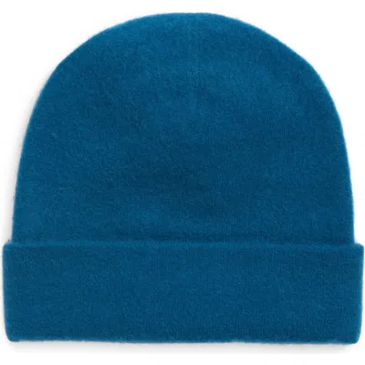 Frenckenberger Cropped Cashmere Beanie In Blue