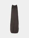 Frenckenberger Drape Cotton And Cashmere Long Dress  Abask Luxury Gift In  Dark Brown