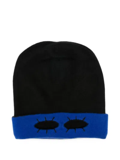 Frenckenberger Eye-motif Intarsia-knit Beanie Hat In Black