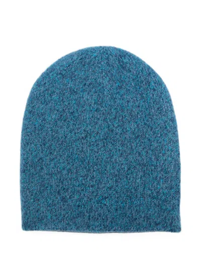 Frenckenberger Fine-knit Beanie Hat In Blue