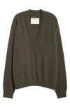 Frenckenberger Johnny Deep V-neck Cashmere Sweater In Black Olive