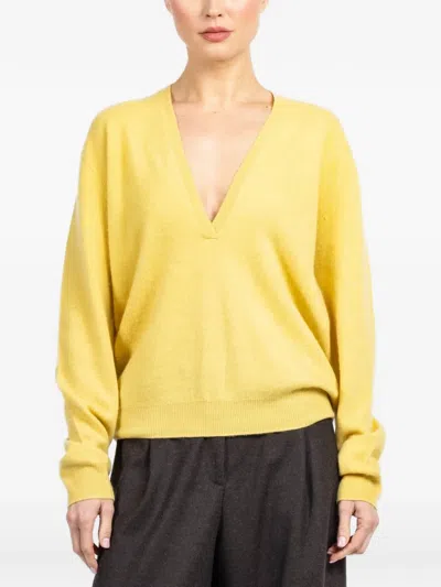 Frenckenberger Johnny V-neck Sweater In Yellow