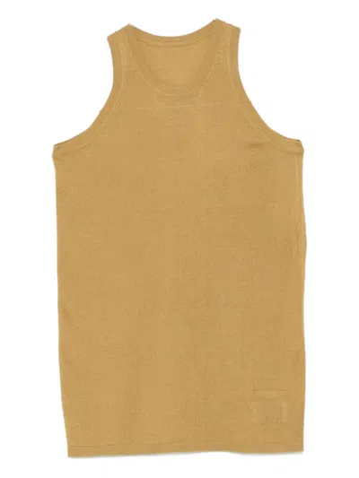 Frenckenberger Knitted Racer-neck Top In Gold