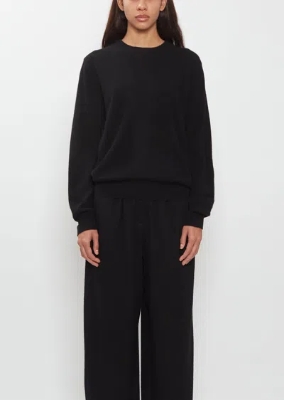 Frenckenberger Mini R-neck Baby Cashmere Sweater In Black