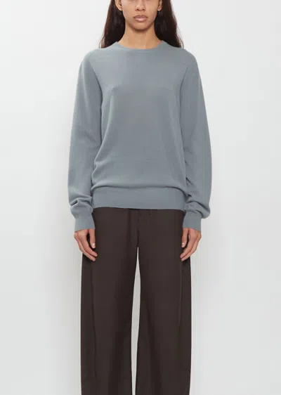Frenckenberger Mini R-neck Baby Cashmere Sweater In Blue