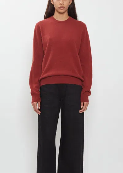 Frenckenberger Mini R-neck Cashmere Sweater In Burgundy