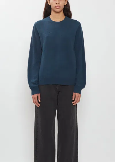 Frenckenberger Mini R-neck Cashmere Sweater In Blue