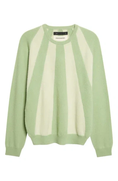 Frenckenberger Mini Sunbeam Stripe Cashmere Crewneck Sweater In Green
