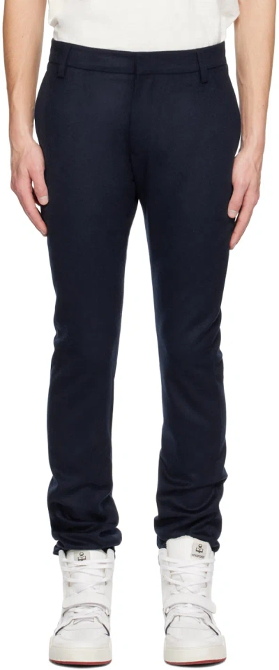 Frenckenberger Navy Four Pocket Trousers In Black Blue