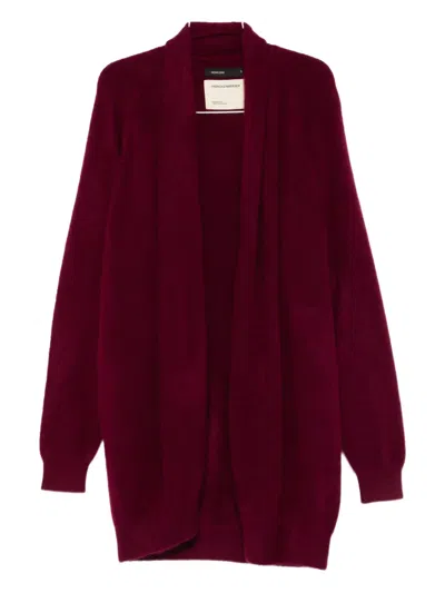 Frenckenberger Open-front Cardigan In Burgundy