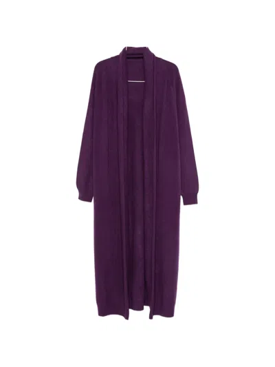 Frenckenberger Open-front Long Cardigan In Purple