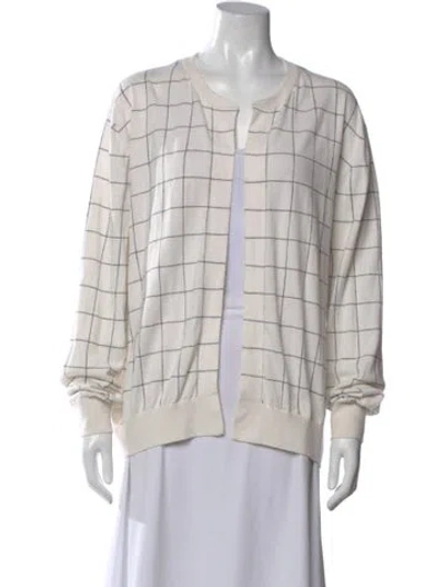 Pre-owned Frenckenberger Plaid Print Crew Neck Top In Gray