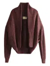 Frenckenberger Shawl-collar Knitted Cardigan In Burgundy