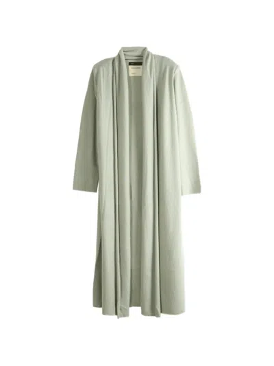 Frenckenberger Shawl-collar Floor-length Cardigan In Green