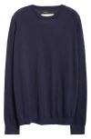 Frenckenberger Silk & Cashmere Crewneck Sweater In Navy