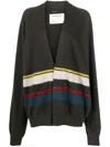 Frenckenberger Stripe-pattern Cashmere Cardigan In Green