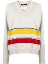 Frenckenberger Striped Cashmere Jumper In Grey