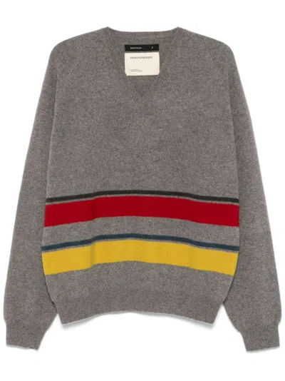 Frenckenberger Striped Sweater In Grey