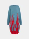 Frenckenberger Sylvie Fleury Flame Cashmere Balloon Dress Size: M In Blue