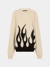 Frenckenberger Sylvie Fleury Flame Cashmere R-neck Sweater Size: S In Neutral