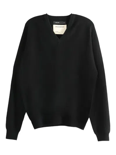 Frenckenberger V-neck Cashmere Sweater In Black