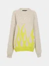 Frenckenberger Women's Sylvie Fleury Flame Cashmere R-neck Sweater Size: M In Neutral